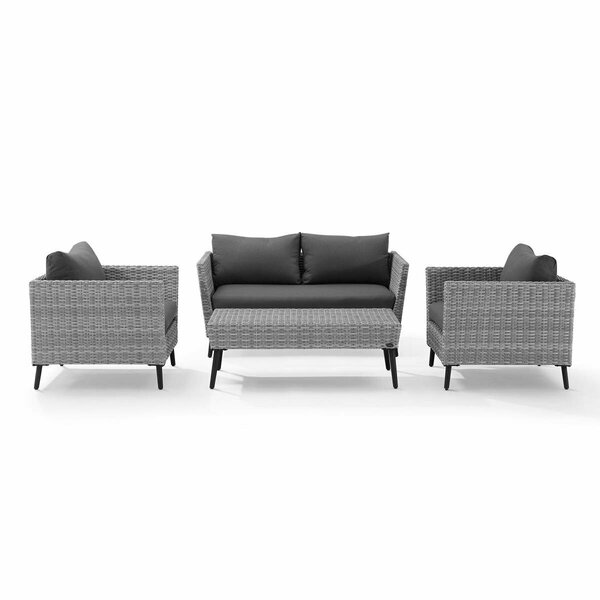 Claustro Richland 4-Piece Outdoor Wicker Conversation Set - Gray CL3046383